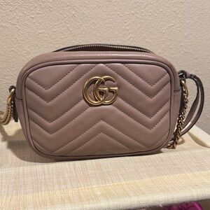 Gucci Mauve Chevron GG Marmont Crossbody Bag